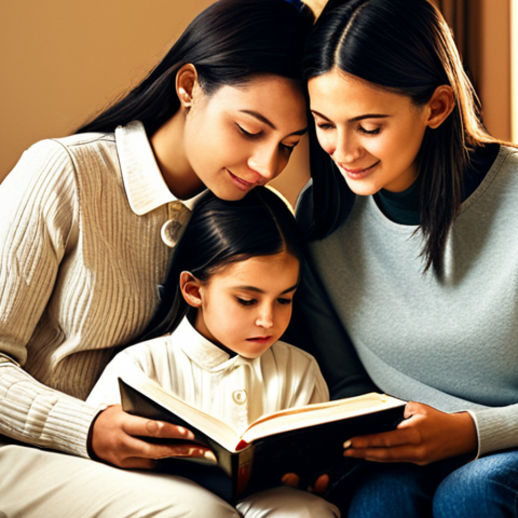Family Reading Time**
"A cozy living room scene with a mother and two children, fully clothed in modest clothing, reading together. Books are open, and the room has warm lighting. Safe for work, appropriate content, family-friendly, perfect anatomy, natural pose, high-quality illustration, professional."
**