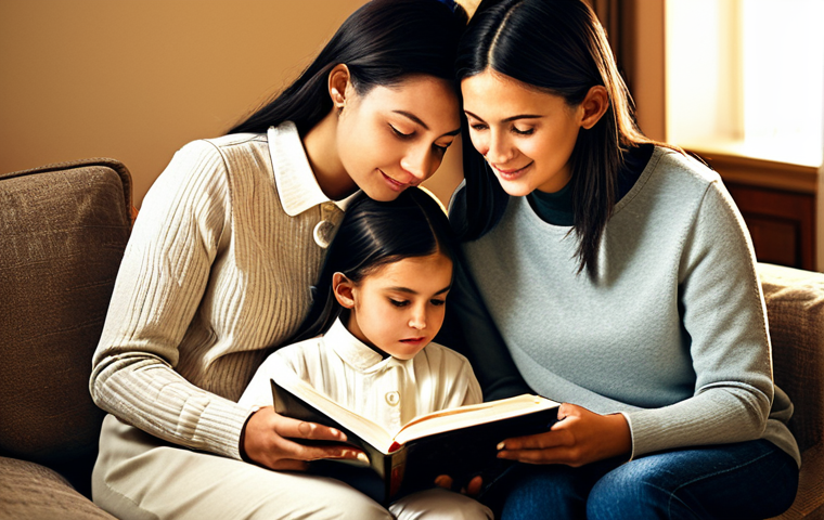 Family Reading Time**
"A cozy living room scene with a mother and two children, fully clothed in modest clothing, reading together. Books are open, and the room has warm lighting. Safe for work, appropriate content, family-friendly, perfect anatomy, natural pose, high-quality illustration, professional."
**