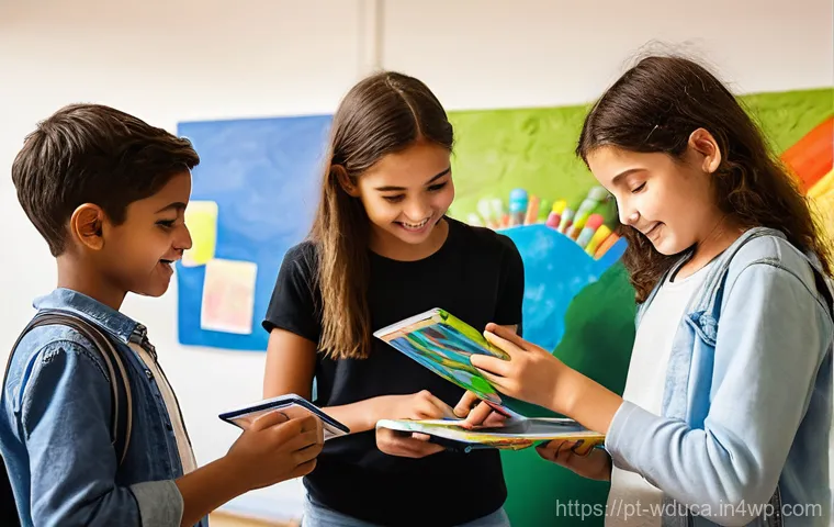 전인적 교육 접근에서의 차별화된 학습 - **Prompt:** A vibrant, sunlit open-plan learning space in a modern Portuguese school. Diverse studen...