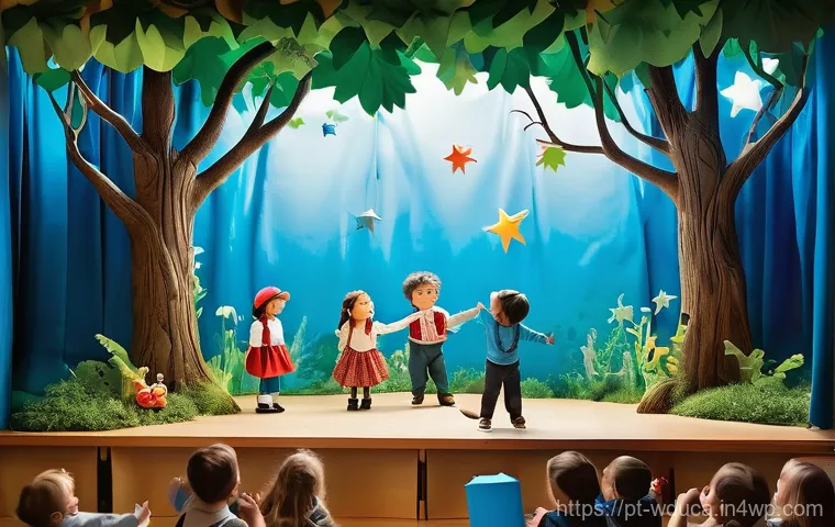 전인적 교육 접근을 위한 스토리텔링 활용법 - A heartwarming scene of a diverse group of young children (ages 5-8) gathered in a cozy, sunlit read...