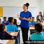 Home 21 전인적 교육 접근에서의 동기 부여 전략 - A diverse classroom scene in a modern Brazilian school, featuring a compassionate teacher engaging w...