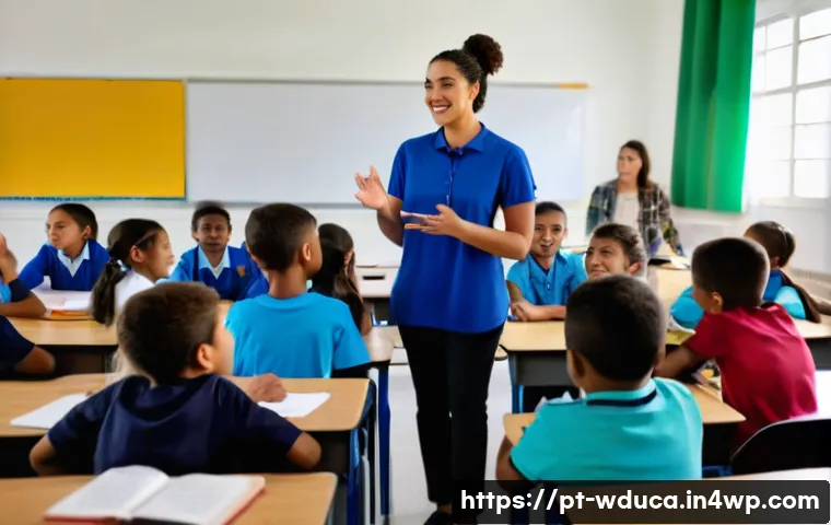 전인적 교육 접근에서의 동기 부여 전략 - A diverse classroom scene in a modern Brazilian school, featuring a compassionate teacher engaging w...