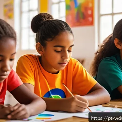Home 17 전인적 교육 접근의 통합적 접근 방법 - A diverse classroom scene showing a group of Brazilian students aged 10-12 engaged in a holistic edu...