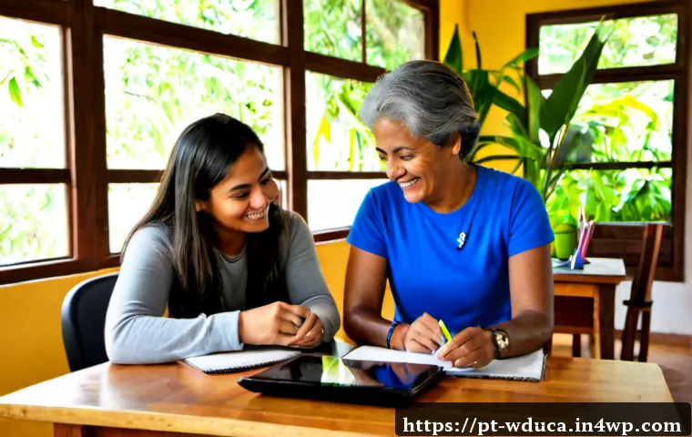 Home 17 전인적 교육 접근과 평생 학습의 관계 - Photorealistic Brazilian community learning center, a teenage student, working-age parent, and activ...